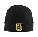 TIOYREVENO Sports Wintermütze mit Deutschlandflagge, Strickmütze für Outdoor-Aktivitäten, mehrere Farben, Unisex, Thermomütze für Herbst und Winter, Alltagsmütze, Schwarz, Einheitsgröße