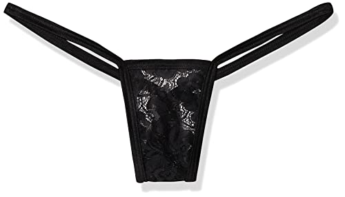 BODYZONE womens Lace Tiny Low Back Tee g string and thong underwear, Black, One Size US