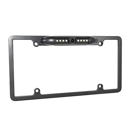 Image of License Plate Backup Camera, Rear View Camera 150 Viewing Angle Car License Plate Frame Mount Camera IP67 Waterproof 8 LED Light Night visaion for Universal Cars, SUV, Trucks