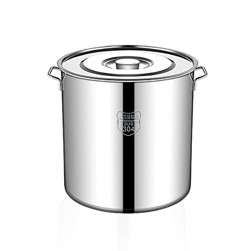 SGKOMN Ollas Grandes y Profundas de Acero Inoxidable, Olla Profesional de Acero Inoxidable Apta para inducción con Tapa, Alta Capacidad, Onecolor-25 * 25(10L)