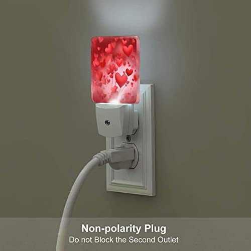 Image of Balloon Romantic Heart LED Plug-in Night Lamp 2 Piece Set, Auto Sensor Love Valentine's Nightlights Set of 2 for Bedroom Bathroom Stairs