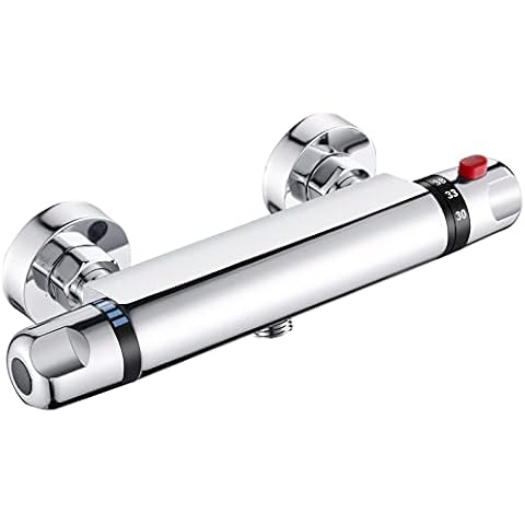 Solepearl Duscharmatur mit Thermostat Aufputz Duschthermostat Mischbatterie für Dusche Thermostat mit 38 °C Sicherheitsstopp Chrom, Größe G 1/2 Cover