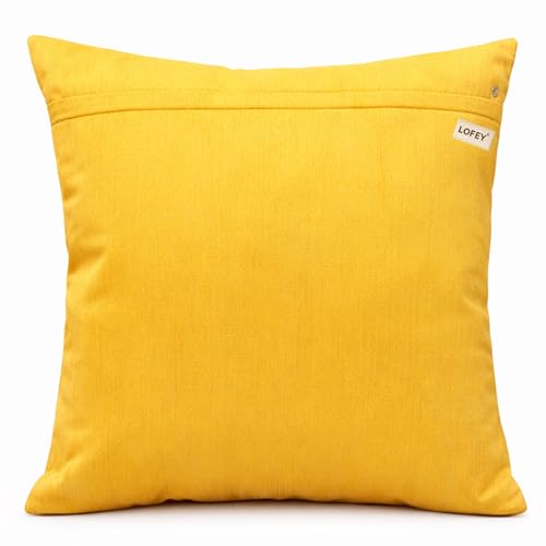 Image of LOFEY Dupion Silk Cushion Cover, 16 x 16 Inch (40 x 40 cm), Decorative Sofa Pillow Cover, Zipper Closure (2, Yellow)