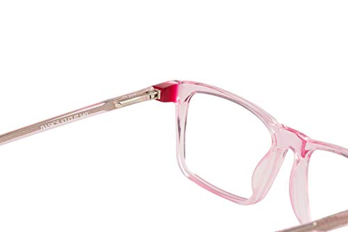 Image of Faddish Anti-glare Rectangular Unisex Spectacle Frame with UV400 & Bluelight Blocking Computer Glasses for Eye Safety from Bluelight by Computer Mobile (BASICS C5N BBL|Blue Block|UV400|Crystal Pink)