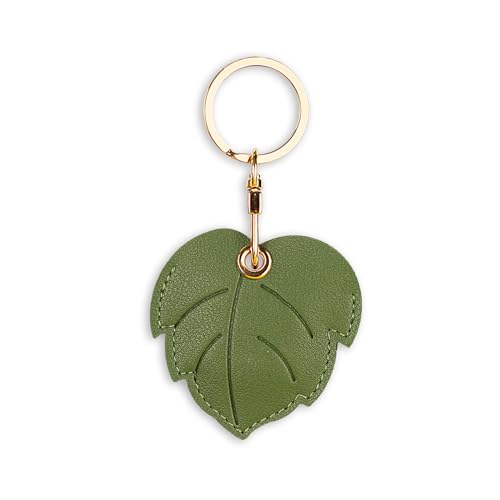 Image of Leather Keychain Case Holder Compatible with Apple AirTag, GPS Airtag Keychain Finder Tracker with Key Ring, Anti-Scratch Protective Air Tag Cover | Leather