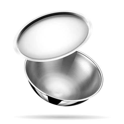 Stahl Triply Stainless Steel Tasla with Lid I Triply Stainless Steel Cookware I Tri Ply Tasla Kadai with Induction Base I Artisan 4624, Dia 24 cm, 2.4 L (Serves 4 People)