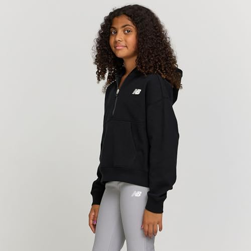 New Balance Girls Quarter Zip Up Hoodie – Soft Cotton Blended Fleece Active Youth Pullover Sweatshirt, Lined Hood2