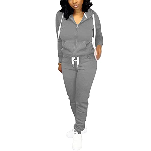 Nimsruc Two Piece Outfits For Women Jogging Suits Casual Jogger Tracksuit Long Sleeve Sweatsuit Pants Sets Dark Gray Xxl #TOP1