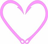 FISH HOOKS HEART Love Fishing 5' (color: SOFT PINK) Vinyl Decal Window Sticker for Cars, Trucks, Windows, Walls, Laptops, and other stuff.