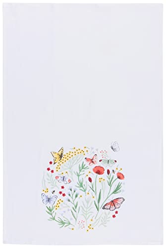 Image of Now Designs Kitchen Towels Set /3 Assorted, Morning Meadow Butterfly, W20 x L30in, Absorbent Dish Cloths