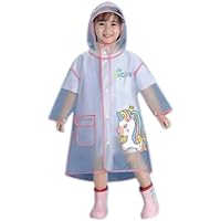 x trade Kids Raincoats Waterproof Rain dinosaur unicorn Jacket Hooded Rain Poncho Toddler Boys Girls Rain Suit Reusable Rainwear with bag Cover 1-8 Years (UK, Age, One Size, Regular, Unicorn)