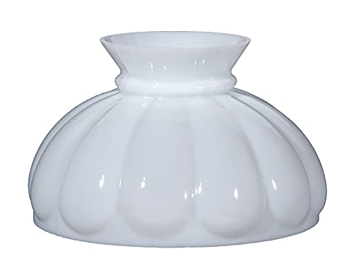 B&P Lamp® Cased White Glass Student Lamp Shade with Melon Design