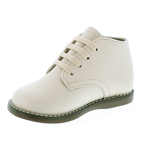 FOOTMATES Todd Lace-Up Bootie Leather Toddler and Baby Walking Shoes with Wide Toe Box and Custom-Fit Insoles, Non-Marking Outsoles - For Infants and Toddlers, Ages 0-44