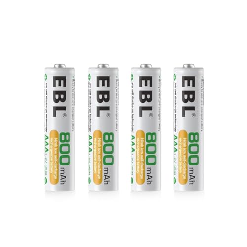 Image of EBL 800mAh AA Rechargeable Batteries - High Capacity Ni-MH Batteries, Pack of 4