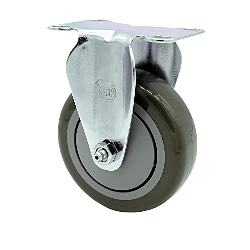 Polyurethane Top Plate Rigid Caster with 4 Inch Gray Wheel - 350 lbs. Capacity Per Caster - Service Caster Brand
