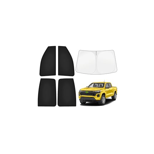 Image of KUST Car Window Shades for Chevy Colorado 2023-2025 2026 Windshield Sun Shade Side Window Cover UV Block Privacy Protection Colorado Accessories for Camping Blackout Rear Back Full Set 5PCS