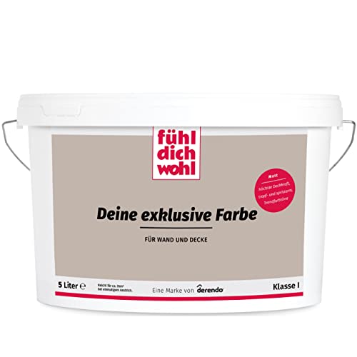 derendo Fühl Dich Wohl Deine Farbe braun, matte Wandfarbe braun, hohe Deckkraft, verschiedene Brauntöne zur Auswahl (5L, Cappuccino)