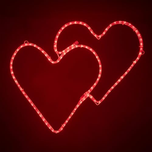 Novelty Lights LED Red Valentine's Day Double Heart Rope Light Motif Sculpture, Valentine's Day Decoration