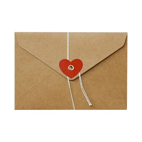 10枚セット ラブ封筒 厚手紙製レタースリーブ 結婚式招待状用 ギフトラッピングカードカバー(Brown)