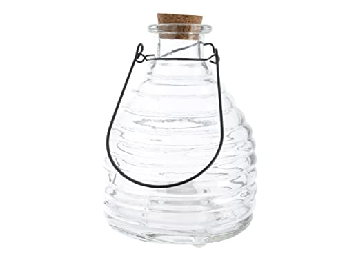 Wespenfalle Glas mit Henkel 17cm x 1 Stück Wespenfänger Insektenfalle Fliegenfalle hängend klar