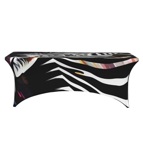 Nappe de table extensible rectangulaire à motif zèbre abstrait en élasthanne pour réception