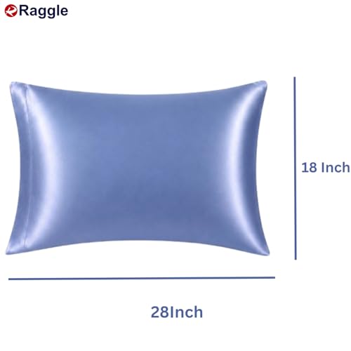 Image of RAGGLE Satin Silk Pillowcase for Hair and Skin Standard Size 18 inchX 28 inch with Soft Breathable Smooth Cooling Pillow Covers for Sleeping or Pillow Protector (4, Sky Blue)