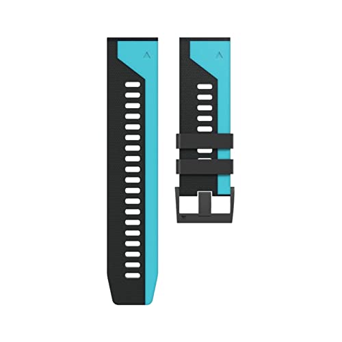 Bracelet silicone 26 mm Garmin Fenix 7 Easyfit bicolore noir et bleu ciel