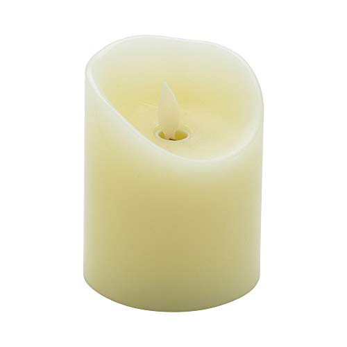 Image of Restaurantware Fire Tek Ivory Plastic Flameless Pillar Candle - Real Wax, Programmable - 3 1 /4 inch x 3 1 /4 inch x 4 inch - 1 count box
