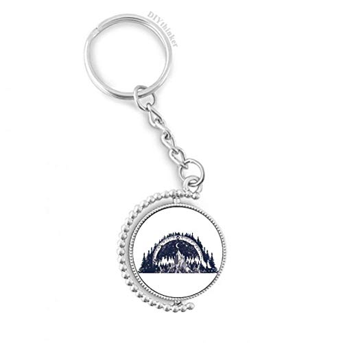 Porte-clés rotatif art lune multicolore anneau keyholder pour homme femme