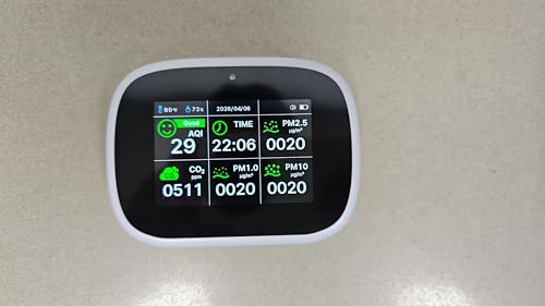 Image of 18-in-1 Smart Air Quality Monitor - Indoor WiFi Air Quality Detector with Dual Chip, Real-Time for AQI, CO2, PM2.5, PM1.0, PM10, TVOC, HCHO, Time Display, Temperature & Humidity with Aler (White-B2)