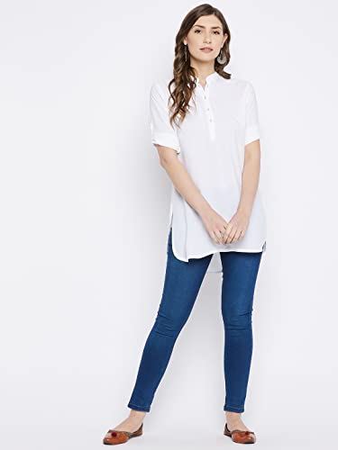 Image of Comfort Short Kurti for Women | Short Tunics Tops | Regular Rayon Short Kurti | Stylish Short Sleeve Kurti for Girls & Ladies