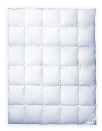 Aura® Essentials Daunendecke 155x200 cm warm | Premium ungarische Daunen Klasse I | 100% Baumwolle Oeko-TEX 100 | Pflegeleicht & Allergikergeeignet...