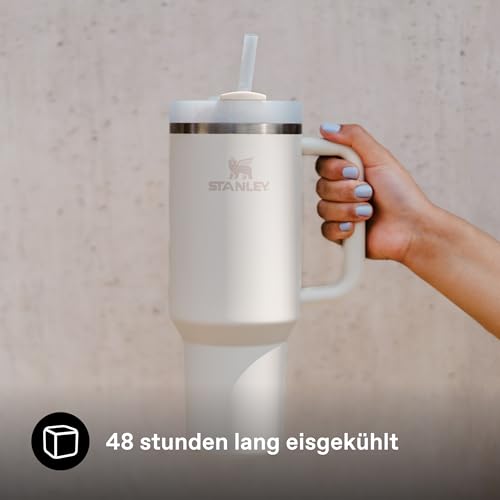 STANLEY Quencher H2.0 Flowstate Trinkflasche Mit Strohhalm 1.18L - Thermobecher Kühlt Bis 11 Stunden, 48 Stunden Eisgekühlt - Spülmaschinenfest - Thermosflasche BPA Frei Edelstahl - Cream 4