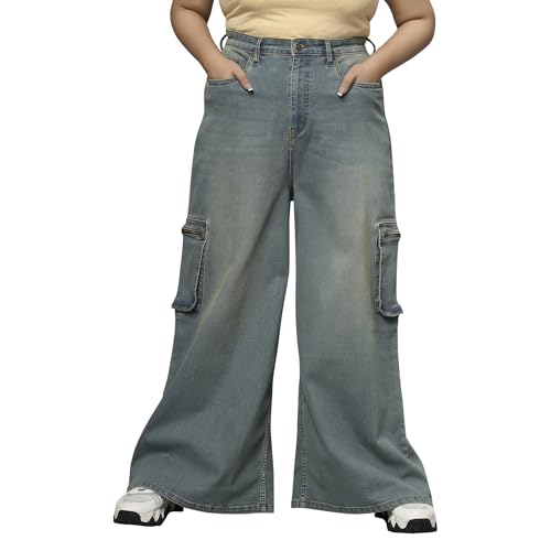Image of TURNING BLUE Extra Wide High Rise Stretchable Plus Size Jeans for Women