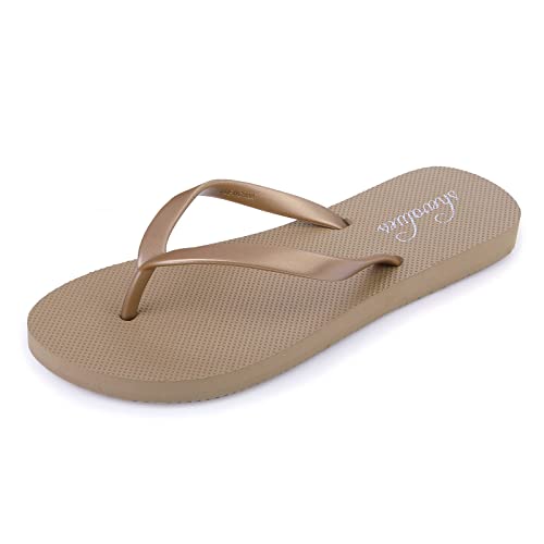 Image of shevalues Slim Flip Flops for Women Beach Rubber Shower Shoes Basic Thong Sandals