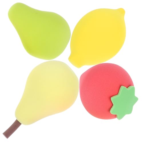Ipetboom 4Pcs Fruit Shaped Makeup Powder Portable Dual Use Cosmetics Sponges for Women Cute Colors Pear Avocado Strawberry Lemon for Foundation Application