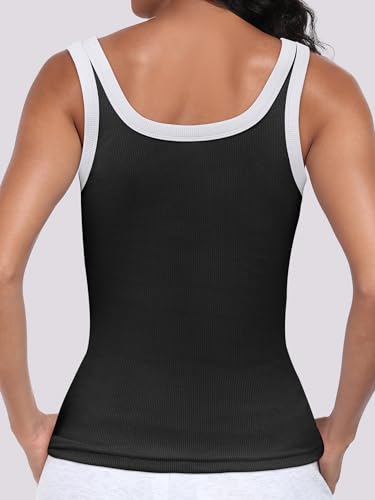 Image of ANRABESS Womens Sleeveless Scoop Neck Tank Top Ribbed Fitted Summer Basic Slim Cute Tops 2026