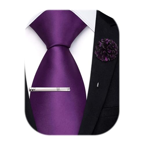 Image of Hi-Tie Men's Extra Long Solid Satin Tie Set 63 Inch /70 Inch Formal Necktie