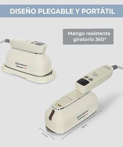 EFFEKTIV Ferro da Stiro da Viaggio 1030X – Stiratore Verticale a Vapore Portatile Pieghevole 3-in-1 – 1600W – 6 Modalità Vapore – Riscaldamento Rapido 20s – Serbatoio 180ml – Piastra in Titanio
