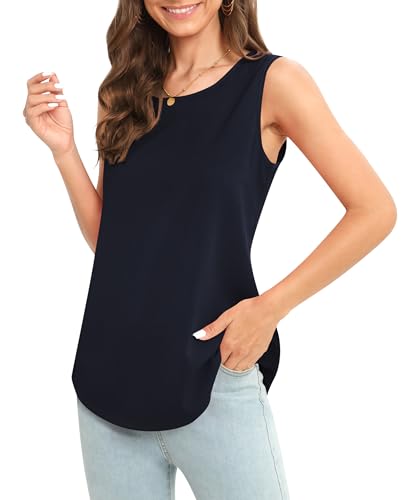 Image of Women's Sleeveless Chiffon Tank Top Business Casual Blouse Tunic Top
