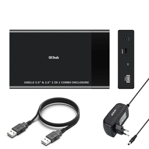 Image of 2 in 1 USB 2.0 External Hard Drive Casing for 2.5″ & 3.5″ Sata Hard Drives Dual 2.5 inch and 3.5 inch HDD Enclosure Case (Black). (USB 2.0 Enclosure).