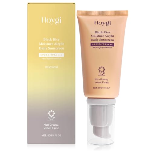 Black Rice Moisture Airyfit Daily Sunscreen, Mineral Crema Solar 50 SPF, Protector Solar SPF 50+, Impermeable, No Grasa, Fuerte Protección UV, Crema SoLar Facial para Todo Tipo de Piel