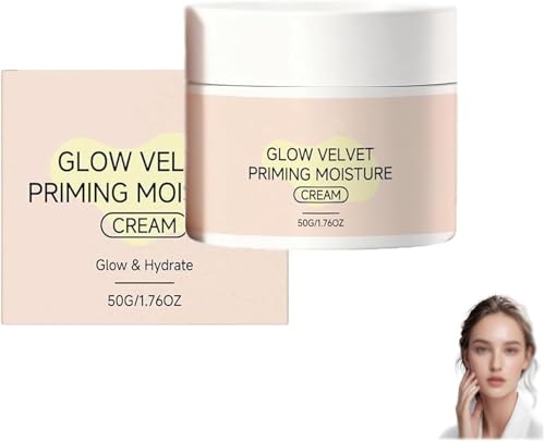 Crema hidratante Glow Velvet Priming, prebase para difuminar los poros y fijar el maquillaje, crema hidratante Glow Priming, tan delicada como el terciopelo, hidrata y fija el maquillaje todo (1 PCS)
