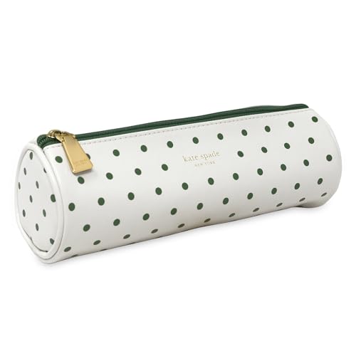 kate spade new york Faux Leather Pen and Pencil Case Small Pouch for Office Organization for Women with Zipper Closure (Lexington Dot)