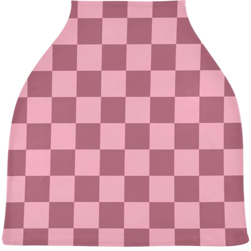 Image of Brown Checkered Baby Car Seat Covers Buffalo Check Carseat Canopy Soft Infant Stroller Cover Nursing Breastfeeding Covers for Girls Boys Newborn Fit Summer Spring Autumn