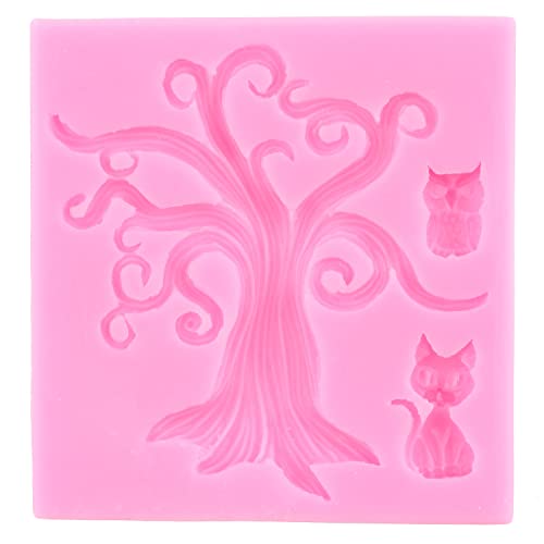 Mujiang Halloween Tree Cat Owl Silicone Mold Witch Bat Fondant Mold For Cake Decorating Candy Chocolate Polymer Clay Gum Paste Set Of 2 #TOP7