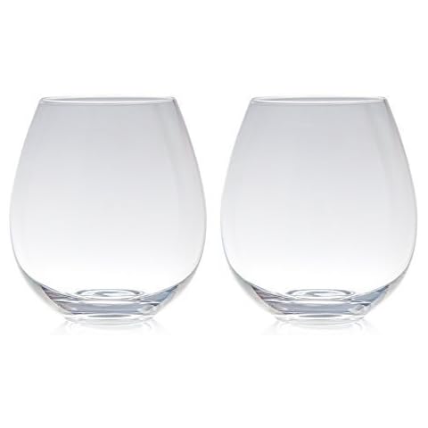 Big Betty - Premium XL Stemless Jumbo Wine Glass Set – Oversized Wine Glasses, Each Holds an Entire Whole Bottle of Wine or Champagne – Elegant Glassware Set of 2 - Clear Cover
