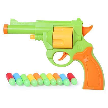TITATO™ Five Shooter Full Auto Series Storm Toy Gun with 10pcs Luminous Colorful Soft Safe Form Bullets for Kids