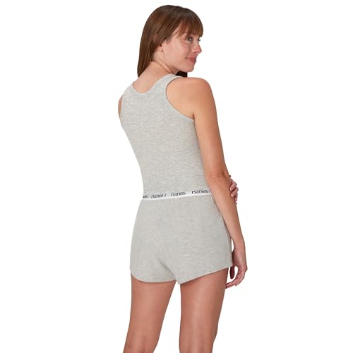 Image of Hanes Women's Originals Comfywear Rib Crop Tank and Sleep Shorts, 2-Piece Set