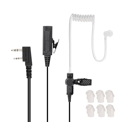 Hoornie® Auricular inalámbrico de calidad militar para Kenwood con cable trenzado. Para Kenwood TK 3101, TK 3201, TK 301, TK 3401D, TK 3501, TK 3701 con 10 almohadillas gratis